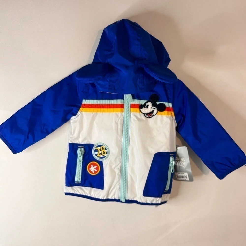 Disney Mickey Mouse Jacket Hooded Patches 6-9M NEW